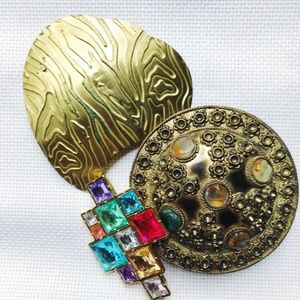 Vintage Gold Metal Gemstone Belt Buckles